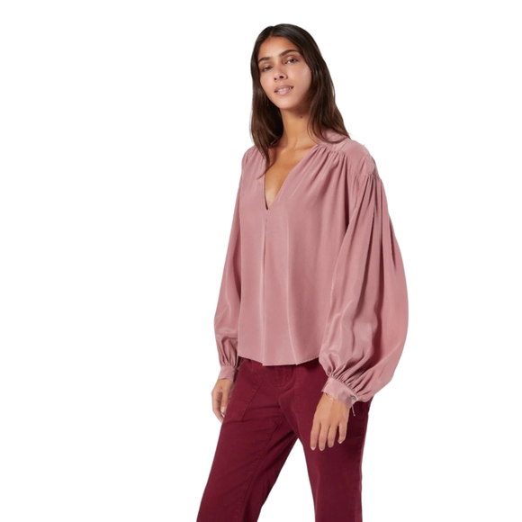 Joie Lasha Long Sleeve Silk Blouse Dusty Rose Sz: Small - Picture 2 of 16